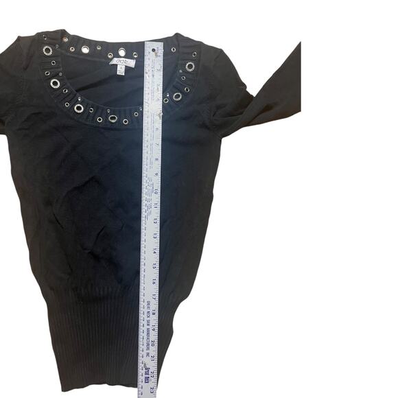 VINTAGE Y2K Bratty Caché Silk Blend Knit Sweater Glam Ring Studded Size S - Picture 4 of 6